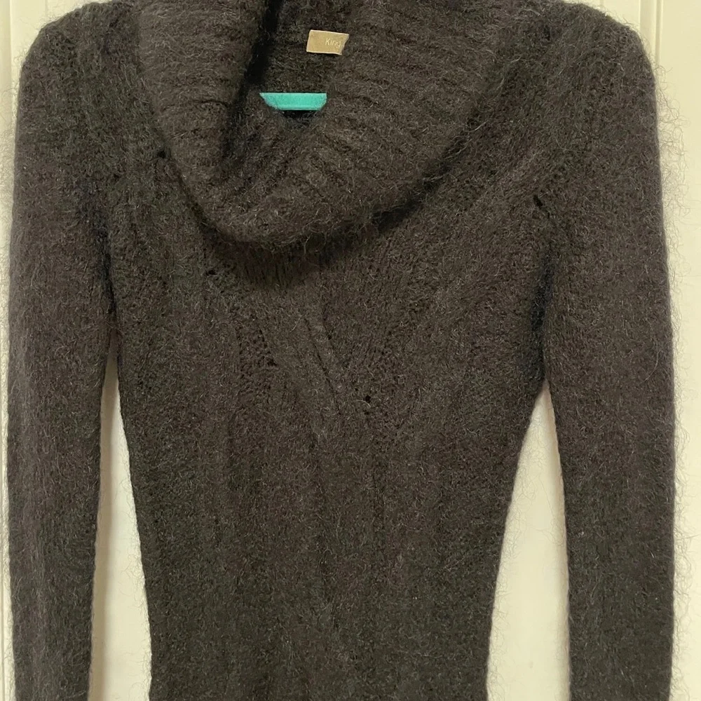 Whimsigoth Black Cowl-Neck Cable Sweater Dress Luxury Soft Stretch Bodycon Small - Picture 2 of 10